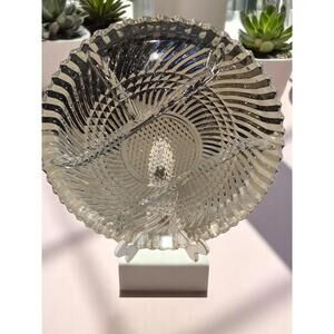 Indiana Glass Clear Divided Relish Ribbed Serving Dish 4 Sections 10"